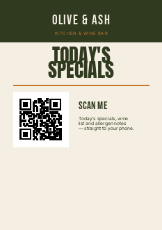 Daily specials tent design from Print Studio